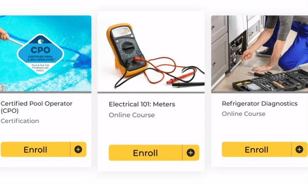 Animated GIF scrolling through Accelerate platform's class card library